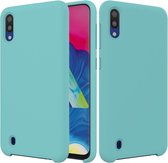 Effen kleur vloeibare siliconen schokbestendige hoes voor Galaxy M10 (blauw)