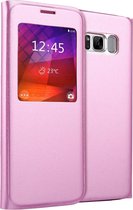Voor Galaxy S8 + / G955 Litchi Texture Horizontaal Flip Leren Case met Call Display ID (Roze)