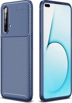 Voor OPPO Realme X50 koolstofvezel textuur schokbestendige TPU case (blauw)