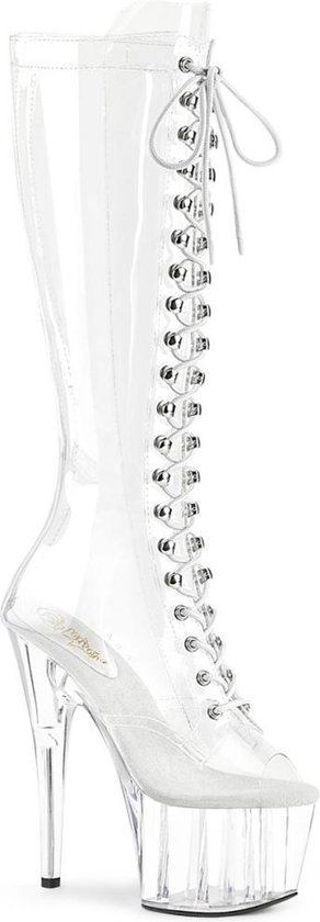 Pleaser - ADORE-2021C Plateau Laarzen - Paaldans schoenen - 40 shoes - Transparant