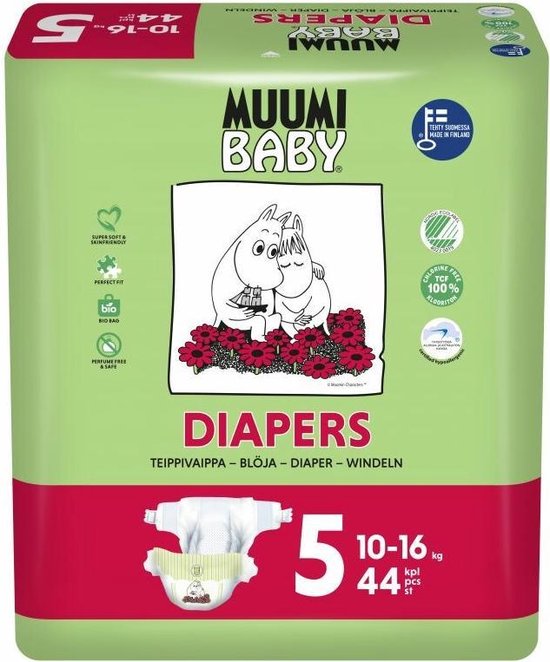 Eco Muumi Baby luiers maat 5 - 10-16 kg - 44 stuks - ecologisch