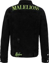 Malelions Vinegar Denim Jacket - Black/Neon Yellow