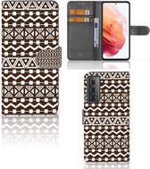 Bookcase Geschikt voor Samsung Galaxy S21 Hoesje Aztec Brown