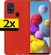 Samsung A21s Hoesje Siliconen - Samsung Galaxy A21s Case - Samsung A21s Hoes - Rood - 2 stuks