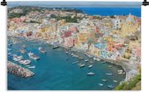 Wandkleed Napels - Luchtfoto van de Italiaanse stad Napels Wandkleed katoen 180x120 cm - Wandtapijt met foto XXL / Groot formaat!