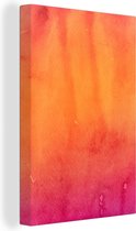 Oeuvre abstraite faite d'aquarelle et de bleu avec des couleurs orange et rouge 40x60 cm - Tirage photo sur toile (Décoration murale salon / chambre)