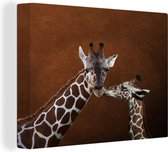 Canvas Schilderij Dier - Giraffe - Bruin - 40x30 cm - Wanddecoratie