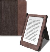 kwmobile flip cover voor e-reader - geschikt voor Tolino Shine 3 - Van canvas en imitatiesuède - In donkergrijs / bruin