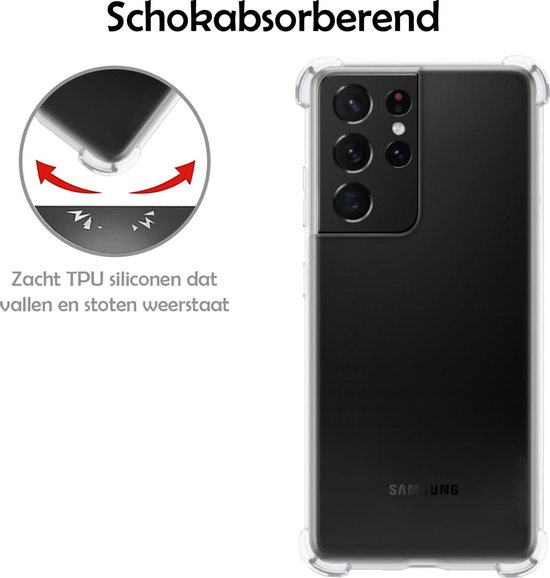 Coque Samsung S21 Ultra Transparente Avec Protecteur D'écran Antichoc - Coque Samsung Galaxy S21 Ultra - Coque Antichoc Samsung S21 Ultra Avec Protecteur D'écran - Wit