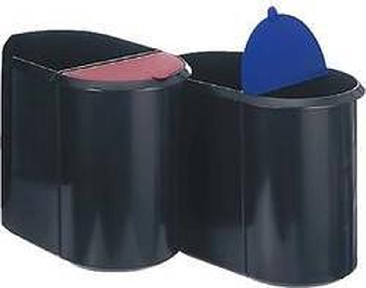 Goedkoopste Helit H6103993 Prullenbak 29 l Kunststof Zwart, Blauw 1 stuk(s