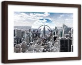 Foto in frame , Wolkenkrabbers door een lens ,120x80cm , Multikleur , wanddecoratie