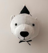 IJsbeer Pluche Dierenkoppen/ Dierenhoofd met hoedje - Kinderkamer Woonkamer Babykamer Wanddecoratie Wandaccessoires
