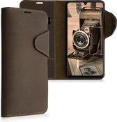 kalibri telefoonhoesje geschikt voor Samsung Galaxy A42 5G - Hoesje met pasjeshouder en standaard - bruin - Wallet case