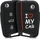 kwmobile autosleutel hoesje voor VW Golf 7 MK7 3-knops autosleutel - Autosleutel behuizing in wit / rood / zwart - I Love My Car design