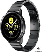 Stalen Smartwatch bandje - Geschikt voor  Samsung Galaxy Watch Active / Active2 luxe metalen bandje - zwart - Strap-it Horlogeband / Polsband / Armband