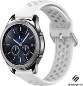 Siliconen Smartwatch bandje - Geschikt voor  Samsung Gear S3 siliconen bandje met gaatjes - wit - Strap-it Horlogeband / Polsband / Armband