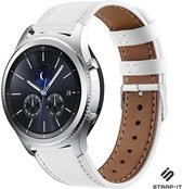 Leer Smartwatch bandje - Geschikt voor  Samsung Gear S3 bandje leer - wit - Strap-it Horlogeband / Polsband / Armband