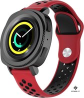 Siliconen Smartwatch bandje - Geschikt voor  Samsung Gear Sport sport bandje - rood/zwart - Strap-it Horlogeband / Polsband / Armband