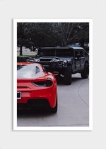 Poster Ferrari x Hummer - Papier - Meerdere Afmetingen & Prijzen | Wanddecoratie - Interieur - Art - Wonen - Schilderij - Kunst