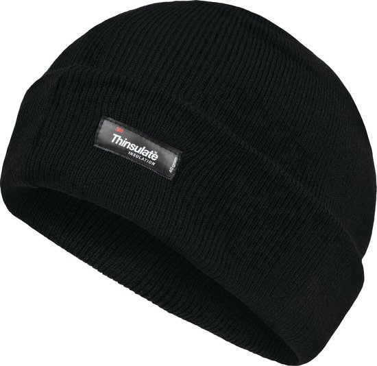 Thinsulate Peak Beanie Hat voor heren, zwart, isolatie