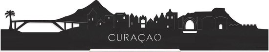 Standing Skyline Curaçao Zwart hout - 60 cm - Woondecoratie design - Decoratie om neer te zetten en om op te hangen - Meer steden beschikbaar - Cadeau voor hem - Cadeau voor haar - Jubileum - Verjaardag - Housewarming - Interieur - WoodWideCities