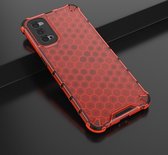 Oppo Reno 4 5G Hoesje - Mobigear - Honeycomb Serie - Hard Kunststof Backcover - Rood - Hoesje Geschikt Voor Oppo Reno 4 5G