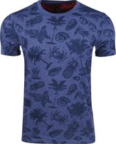 Earthbound - Heren T-Shirt - Tropical Print - Blauw