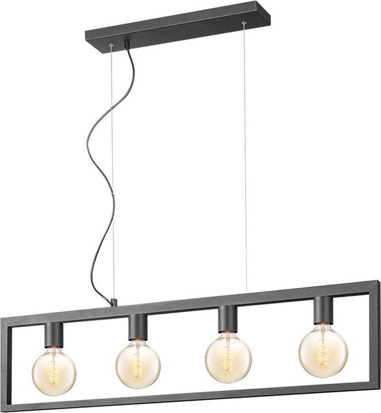 Home Sweet Home - Moderne Hanglamp Fito - 4 lichts hanglamp gemaakt van Metaal - Zwart - 100/12/141cm - Pendellamp geschikt voor woonkamer, slaapkamer en keuken- geschikt voor E27 LED lichtbron