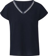 Cassis - Female - T-shirt met detail aan de hals  - Marineblauw
