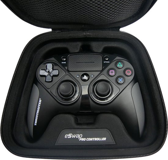 Zwarte Thrustmaster eSwap Pro Controller in open koffer met netvak.