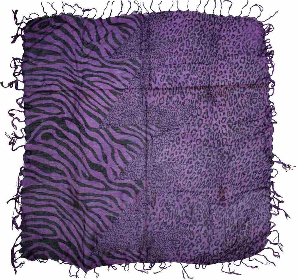 Zac's Alter Ego Sjaal Purple Zebra & Leopard Print Square Paars