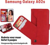 EmpX.nl Galaxy A02s Rood Boekhoesje | Portemonnee Book Case | Flip Cover Hoesje | Met Multi Stand Functie | Kaarthouder Card | Beschermhoes Sleeve | Met Pasjeshouder & Magneet Slui