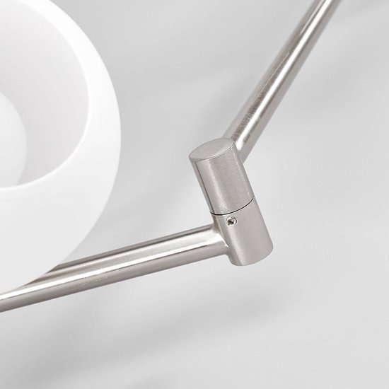 Lindby - Plafonnier LED - 6 lumières - métal, verre - H : 19,5 cm - E14 - nickel mat, blanc opale - Sources lumineuses incluses