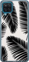Samsung A12 hoesje siliconen - Palm leaves silhouette | Samsung Galaxy A12 case | zwart | TPU backcover transparant