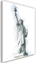 Schilderij Vrijheidsbeeld, New York, 2 maten. zwart-wit/grijs, Premium print