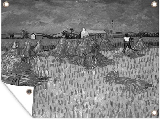 Wandkleed Vincent Van Gogh 2 - Oogst In De Provence - Schilderij Van Vincent Van Gogh Wandkleed Katoen 120x90 Cm Wandtapijt Met Foto