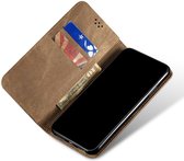Xiaomi Redmi Note 9T Hoesje Portemonnee Stof Textuur Book Case Khaki