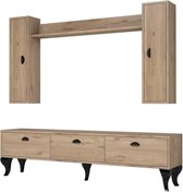 Nancy's Sundance TV-Meubel - Wandrek - Opbergruimte - 3 Kleppen - 2 Deuren - 180 x 46,6 x 35 cm - Bruin - Bewerkt Hout