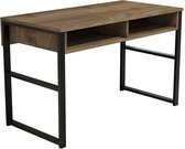 Nancy's Pembine Bureau - Computertafel - Twee Opbergvakken - Opbergruimte - 120 x 75 x 60 cm - Bewerkt Hout - Bruin - Zwart