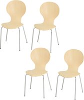 Nancy's Belfast Eetkamerstoelen - Set Van 4 - Ergonomisch Massief Hout - Stapelbaar - Metaal - Naturel - 45 x 50 x 88 cm