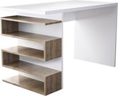 Nancy's Osseo Bureau - Computertafel - 4 Opbergvakken - Zijkast -  120 x 60 x 75 cm - Wit - Bruin - Bewerkt Hout