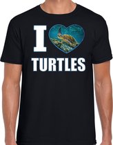 I love turtles t-shirt met dieren foto van een schildpad zwart voor heren - cadeau shirt schildpadden liefhebber S