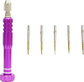 JF-6688 5-in-1 metalen multifunctionele pen stijl schroevendraaier set voor telefoon reparatie (paars)