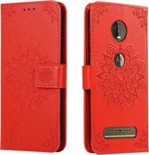 Voor Motorola Moto Z4 reliÃ«f caleidoscoop bloem horizontale flip lederen tas met houder & kaartsleuven & portemonnee (rood)