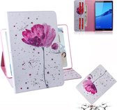 Paarse orchideeÃ«n patroon horizontale flip lederen case voor Huawei MediaPad M5 Lite 8 / Honor Tab 5, met houder en kaartsleuf en portemonnee