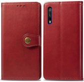 Retro effen kleur lederen gesp mobiele telefoon bescherming lederen tas met lanyard & fotolijst & kaartsleuf & portemonnee & beugelfunctie voor Huawei Honor 9X (rood)