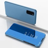 Voor Galaxy S20 vergulde spiegel horizontale flip lederen tas met houder (blauw)