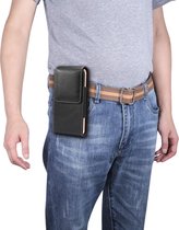 Mannen lamsvacht textuur multifunctionele universele mobiele telefoon taille pack lederen tas voor 6,3 inch of lager smartphones (zwart)