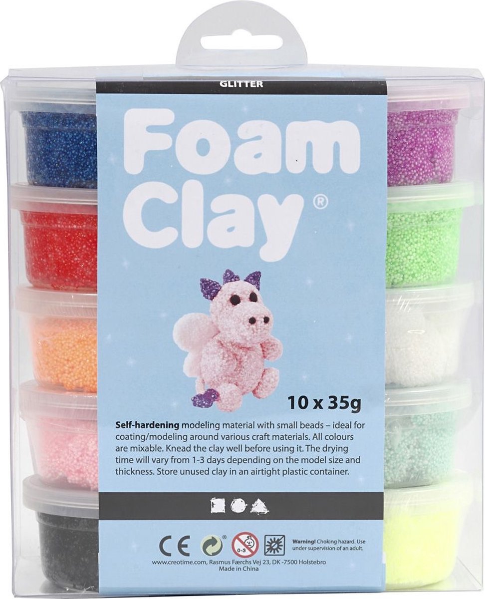 Foam Clay®, Glitter, Diverse Kleuren, 35 gr, 10 Doosje — afbeelding 2