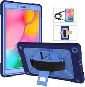 Voor Galaxy Tab A 8.0 (2019) T290 Contrastkleur Siliconen + PC-combinatiehoes met houder (marineblauw + blauw)